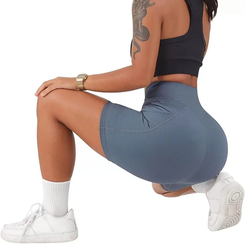 Not for sale❗️3 Pcs Women Cross Waist Ribbed Workout Shorts with Pockets where - Picture 8 of 9